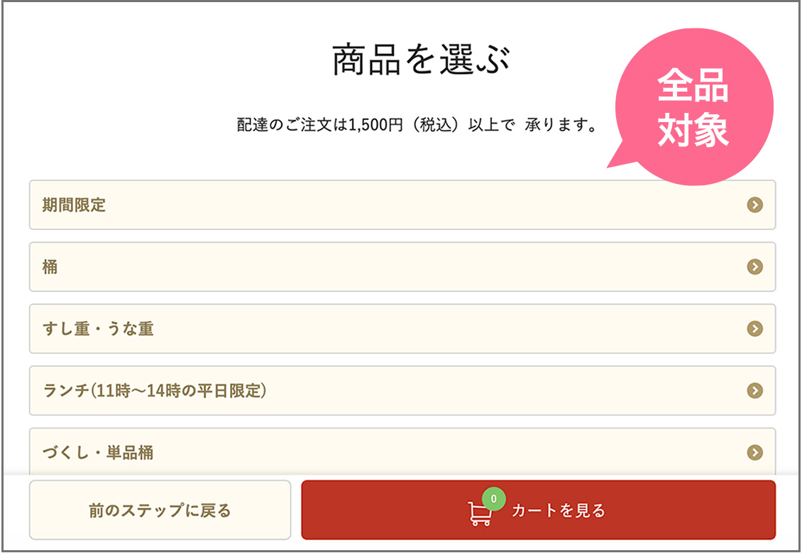 商品を選ぶ画面