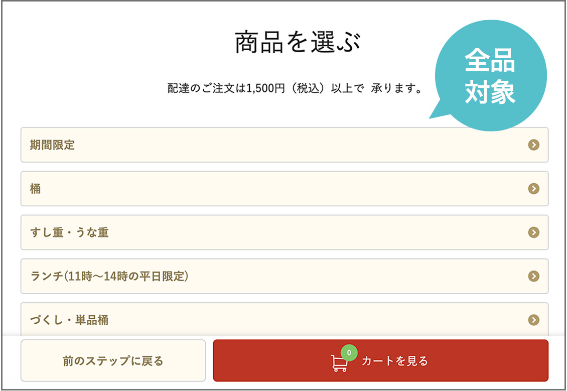 商品を選ぶ画面