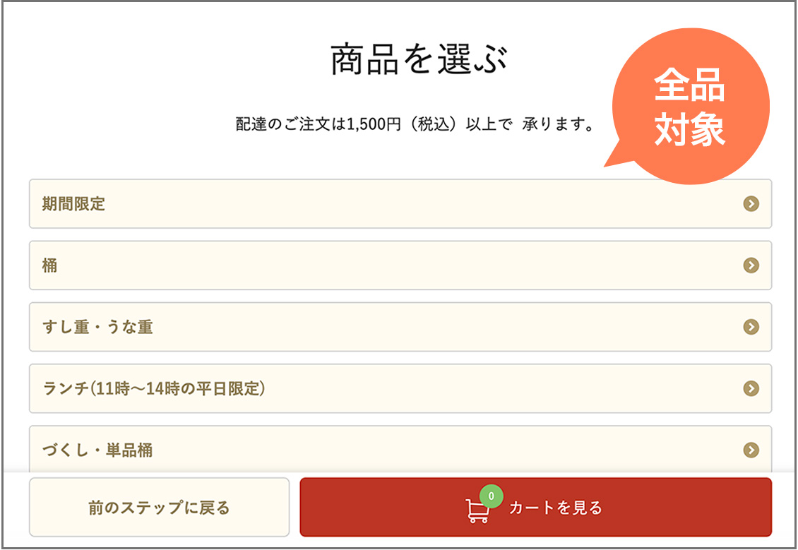 商品を選ぶ画面