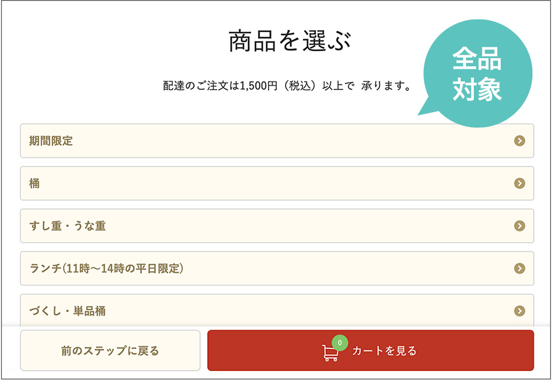 商品を選ぶ画面