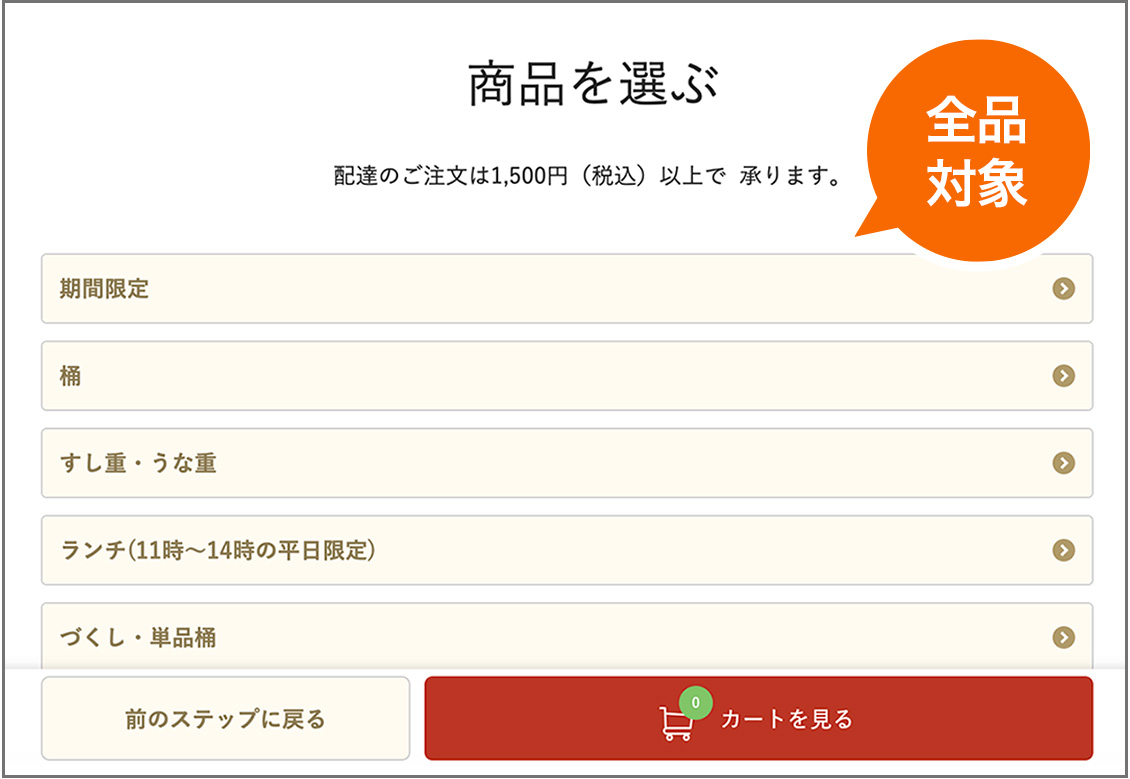 商品を選ぶ画面