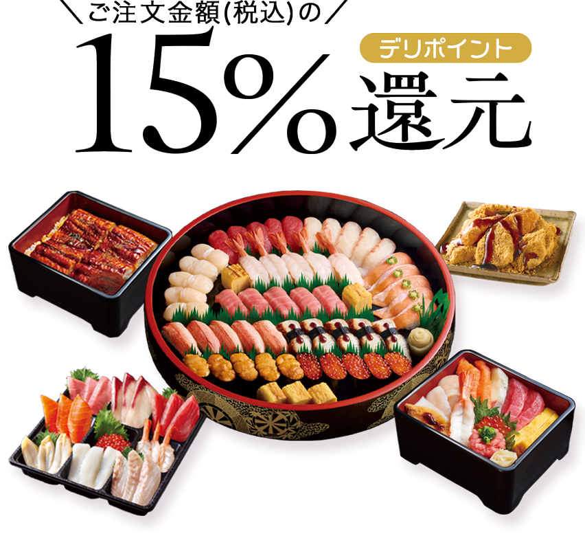 ご注文金額(税込)の15%デリポイント還元