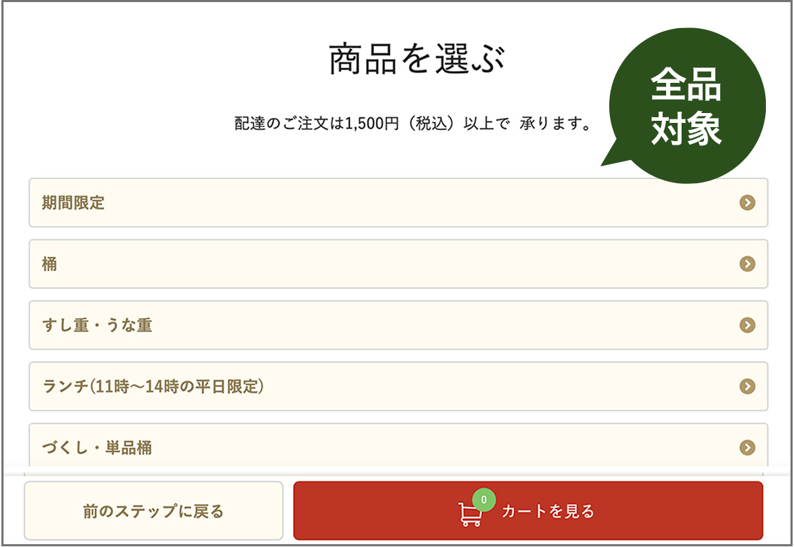 商品を選ぶ画面