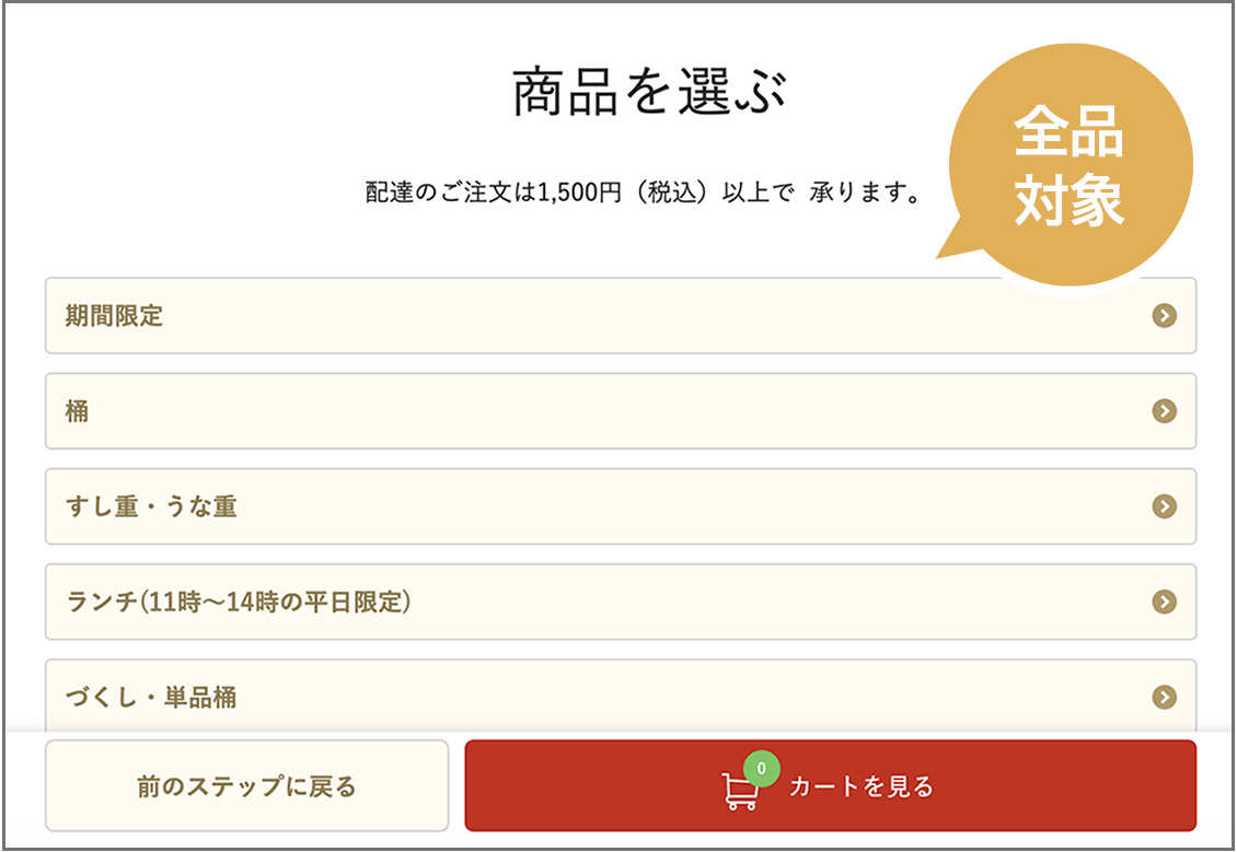 商品を選ぶ画面