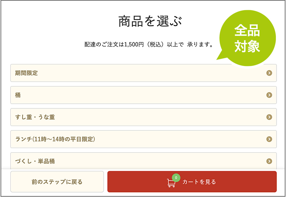 商品を選ぶ画面