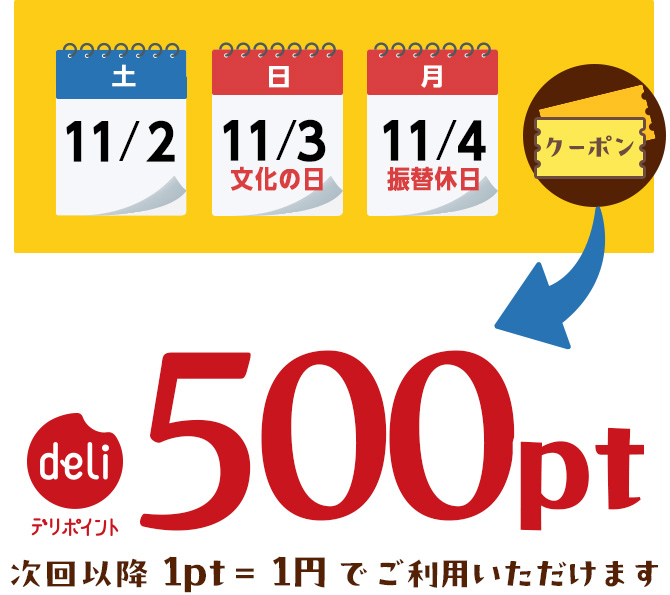 11月3連休限定】クーポンのご利用で500ptプレゼント｜宅配寿司 銀のさら