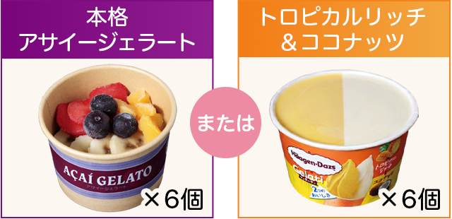 本格アサイージェラート×6個 または トロピカルリッチ＆ココナッツ×6個