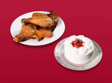 P142 ﾛｰｽﾄﾁｷﾝ＆苺ｼｮｰﾄｹｰｷｾｯﾄ